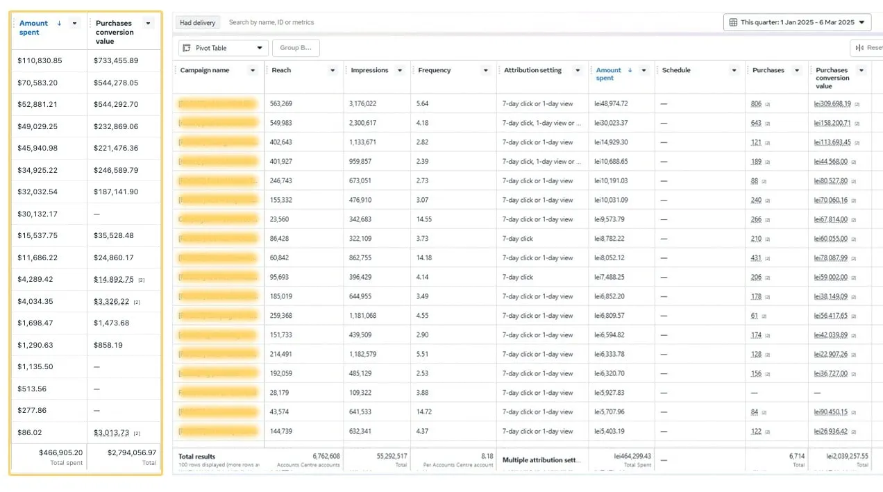 Captură Meta Ads Manager